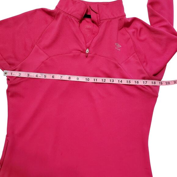 Umbro Quarter Zip Long Sleeve Womens Pink Med Golf Running thumb hole reflector - Picture 6 of 6
